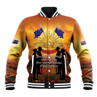 ANZAC Day Baseball Jacket Remembrance Tribute Soldiers And Poppy Field