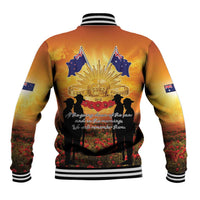 ANZAC Day Baseball Jacket Remembrance Tribute Soldiers And Poppy Field