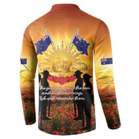 ANZAC Day Button Sweatshirt Remembrance Tribute Soldiers And Poppy Field