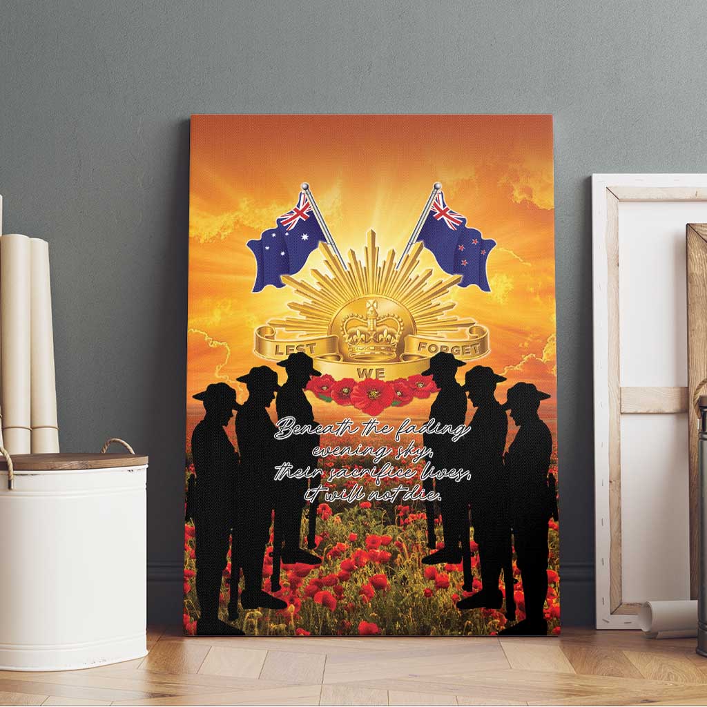 ANZAC Day Canvas Wall Art Remembrance Tribute Soldiers And Poppy Field