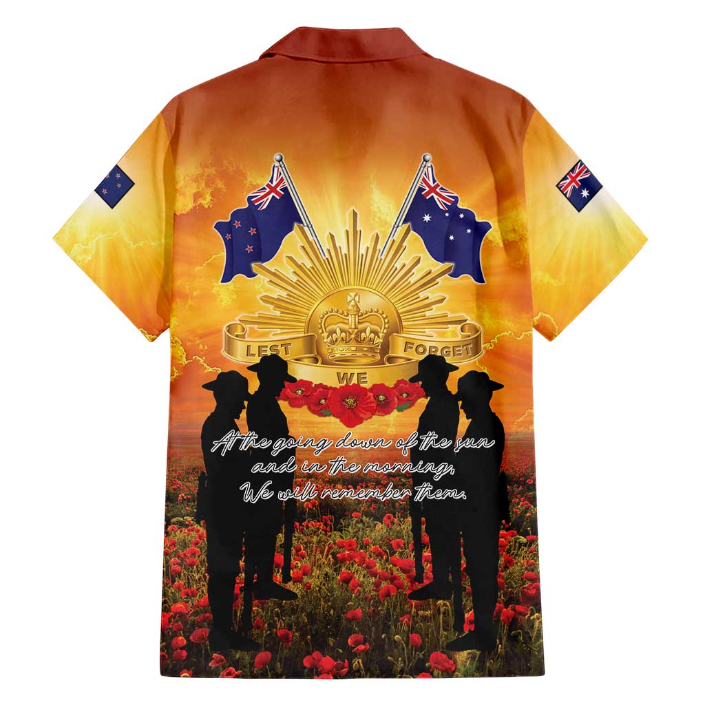ANZAC Day Family Matching Off The Shoulder Long Sleeve Dress and Hawaiian Shirt Remembrance Tribute Soldiers And Poppy Field LT05 - Polynesian Pride