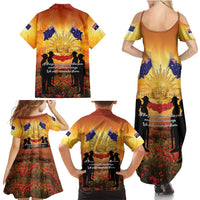 ANZAC Day Family Matching Summer Maxi Dress and Hawaiian Shirt Remembrance Tribute Soldiers And Poppy Field LT05 - Polynesian Pride