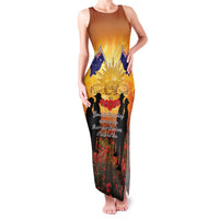 ANZAC Day Family Matching Tank Maxi Dress and Hawaiian Shirt Remembrance Tribute Soldiers And Poppy Field LT05 Mom's Dress Orange - Polynesian Pride