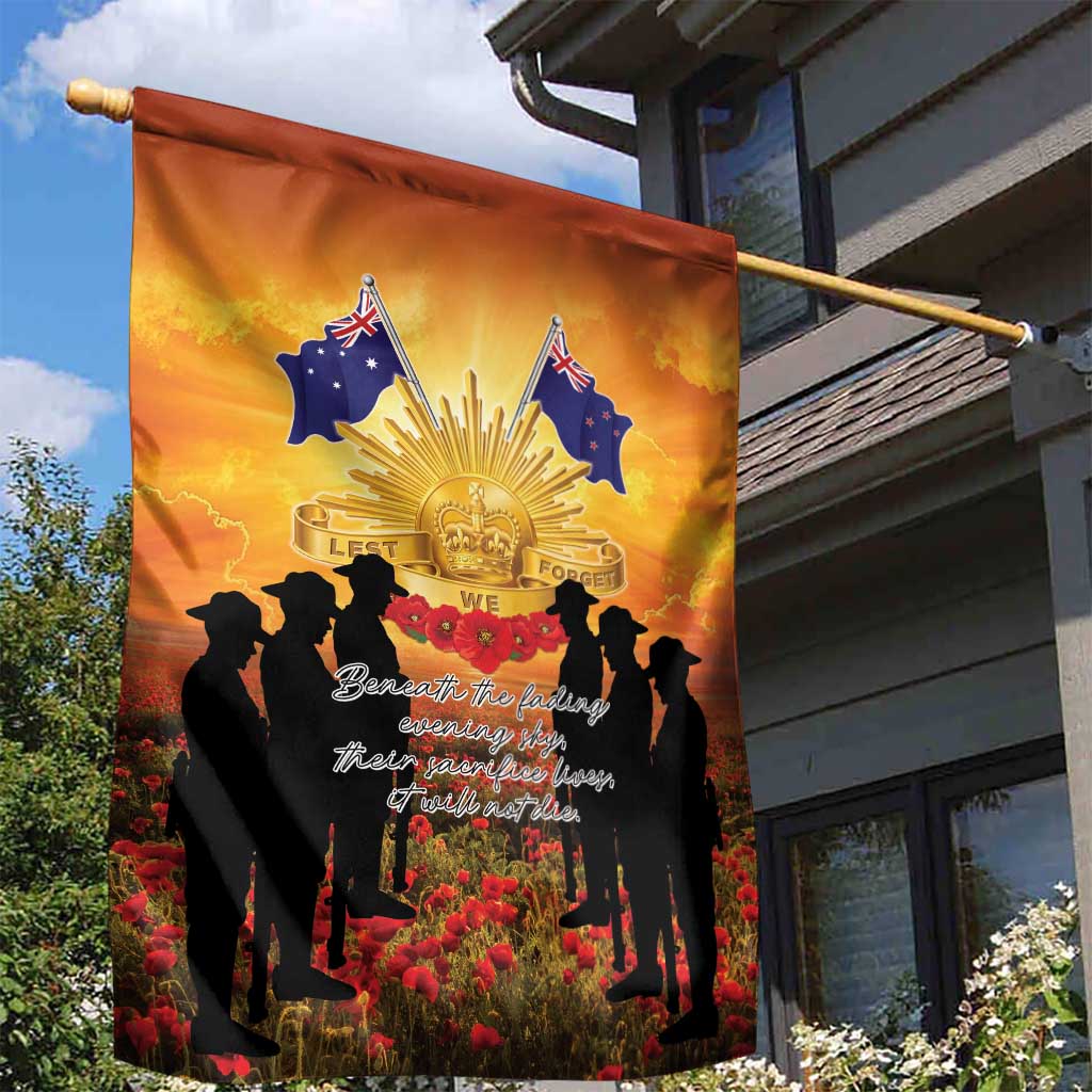 ANZAC Day Garden Flag Remembrance Tribute Soldiers And Poppy Field