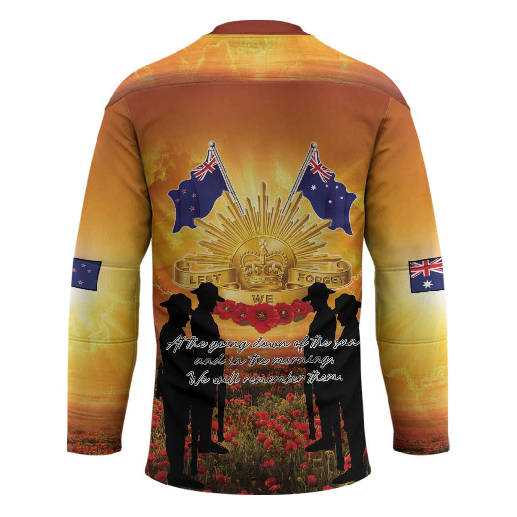 ANZAC Day Hockey Jersey Remembrance Tribute Soldiers And Poppy Field