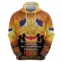 ANZAC Day Hoodie Remembrance Tribute Soldiers And Poppy Field