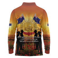 ANZAC Day Long Sleeve Polo Shirt Remembrance Tribute Soldiers And Poppy Field