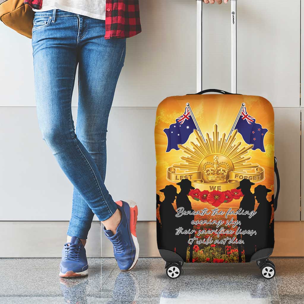 ANZAC Day Luggage Cover Remembrance Tribute Soldiers And Poppy Field