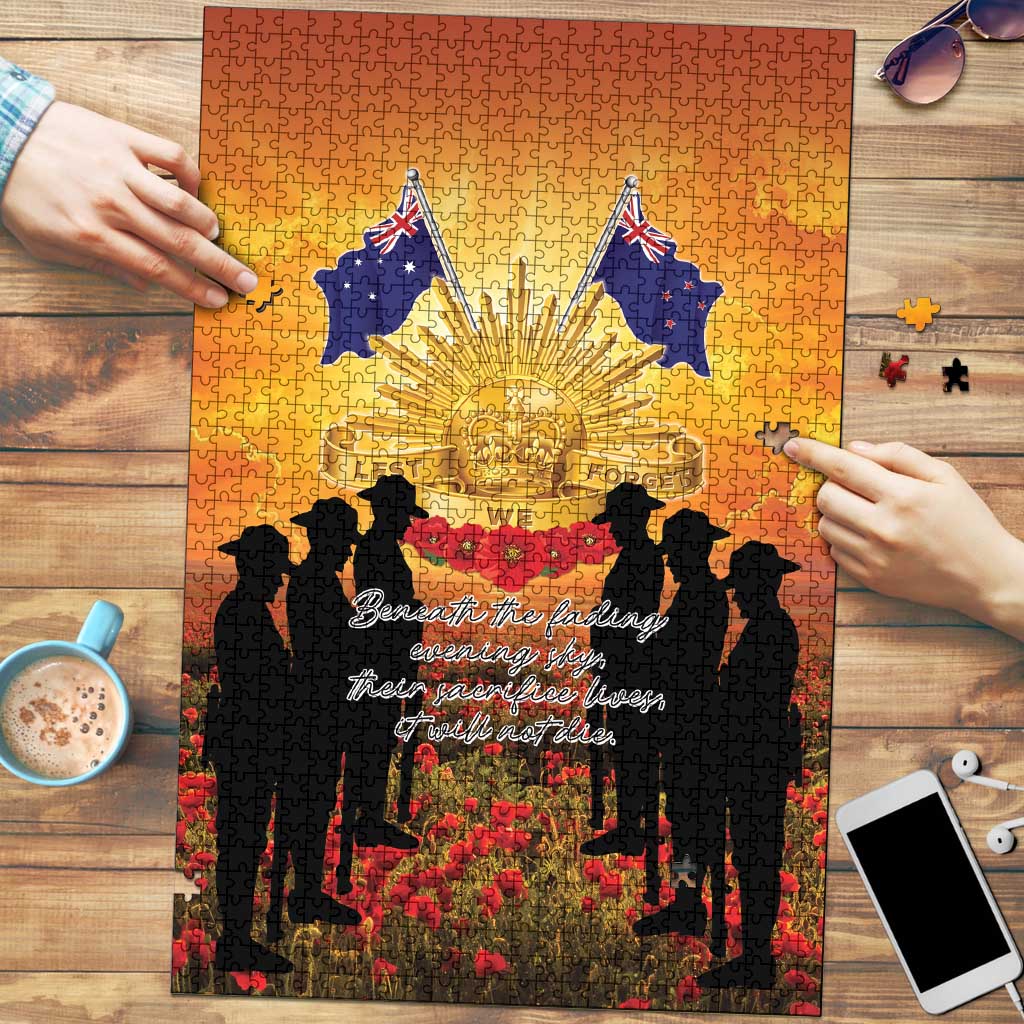 ANZAC Day Puzzle Remembrance Tribute Soldiers And Poppy Field