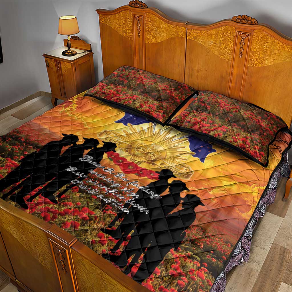 ANZAC Day Quilt Bed Set Remembrance Tribute Soldiers And Poppy Field