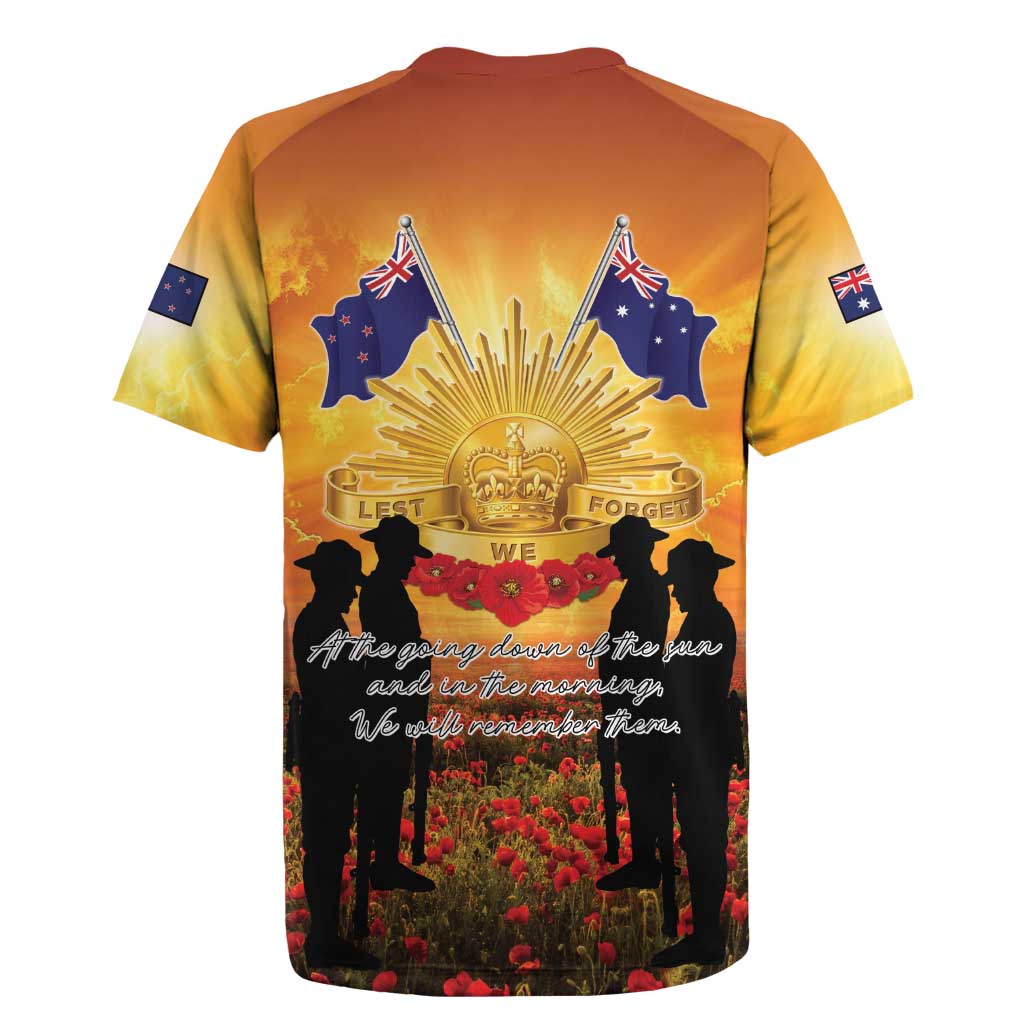 ANZAC Day Rugby Jersey Remembrance Tribute Soldiers And Poppy Field