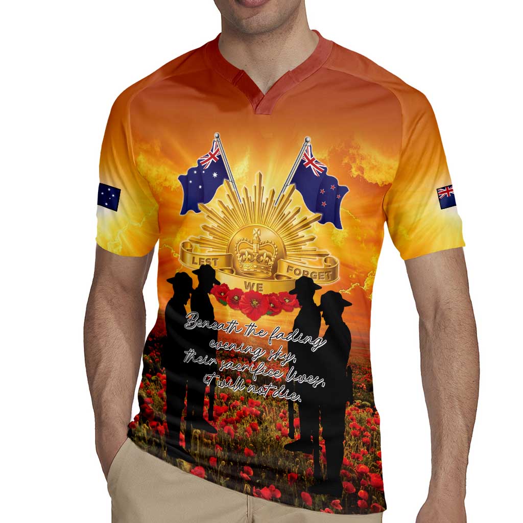 ANZAC Day Rugby Jersey Remembrance Tribute Soldiers And Poppy Field