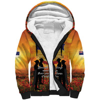 ANZAC Day Sherpa Hoodie Remembrance Tribute Soldiers And Poppy Field LT05 Unisex Orange - Polynesian Pride