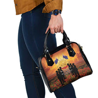 ANZAC Day Shoulder Handbag Remembrance Tribute Soldiers And Poppy Field