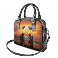 ANZAC Day Shoulder Handbag Remembrance Tribute Soldiers And Poppy Field