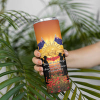 ANZAC Day Skinny Tumbler Remembrance Tribute Soldiers And Poppy Field
