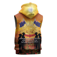 ANZAC Day Sleeveless Hoodie Remembrance Tribute Soldiers And Poppy Field LT05 - Polynesian Pride