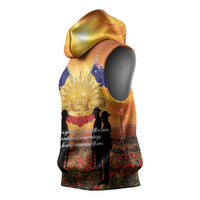 ANZAC Day Sleeveless Hoodie Remembrance Tribute Soldiers And Poppy Field LT05 - Polynesian Pride
