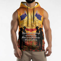 ANZAC Day Sleeveless Hoodie Remembrance Tribute Soldiers And Poppy Field LT05 - Polynesian Pride