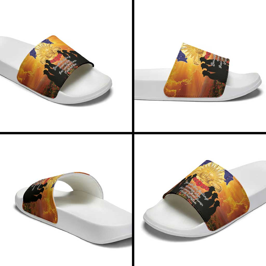 ANZAC Day Slide Sandals Remembrance Tribute Soldiers And Poppy Field