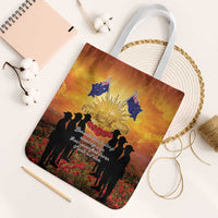 ANZAC Day Tote Bag Remembrance Tribute Soldiers And Poppy Field