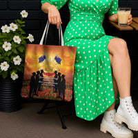ANZAC Day Tote Bag Remembrance Tribute Soldiers And Poppy Field