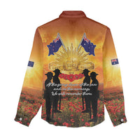 ANZAC Day Women Casual Shirt Remembrance Tribute Soldiers And Poppy Field