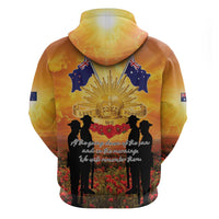ANZAC Day Zip Hoodie Remembrance Tribute Soldiers And Poppy Field