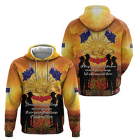 ANZAC Day Zip Hoodie Remembrance Tribute Soldiers And Poppy Field