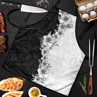 Hawaii Hibiscus Flowers Apron Grayscale Polynesian Pattern