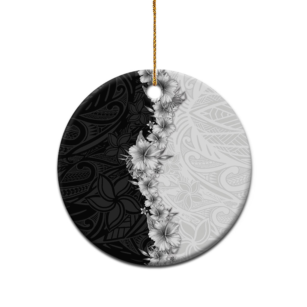 Hawaii Hibiscus Flowers Ceramic Ornament Grayscale Polynesian Pattern LT05 - Polynesian Pride