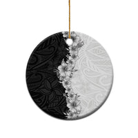 Hawaii Hibiscus Flowers Ceramic Ornament Grayscale Polynesian Pattern LT05 - Polynesian Pride