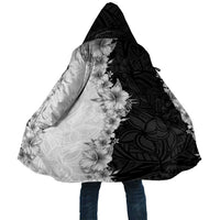 Hawaii Hibiscus Flowers Cloak Grayscale Polynesian Pattern