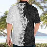 Hawaii Hibiscus Flowers Hawaiian Shirt Grayscale Polynesian Pattern