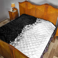 Hawaii Hibiscus Flowers Quilt Grayscale Polynesian Pattern