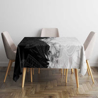 Hawaii Hibiscus Flowers Tablecloth Grayscale Polynesian Pattern