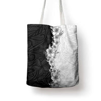 Hawaii Hibiscus Flowers Tote Bag Grayscale Polynesian Pattern