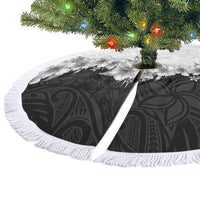 Hawaii Hibiscus Flowers Tree Skirt Grayscale Polynesian Pattern LT05 - Polynesian Pride