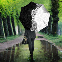 Hawaii Hibiscus Flowers Umbrella Grayscale Polynesian Pattern