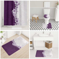 Hawaii Hibiscus Flowers Bathroom Set Purple Polynesian Pattern