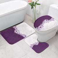 Hawaii Hibiscus Flowers Bathroom Set Purple Polynesian Pattern