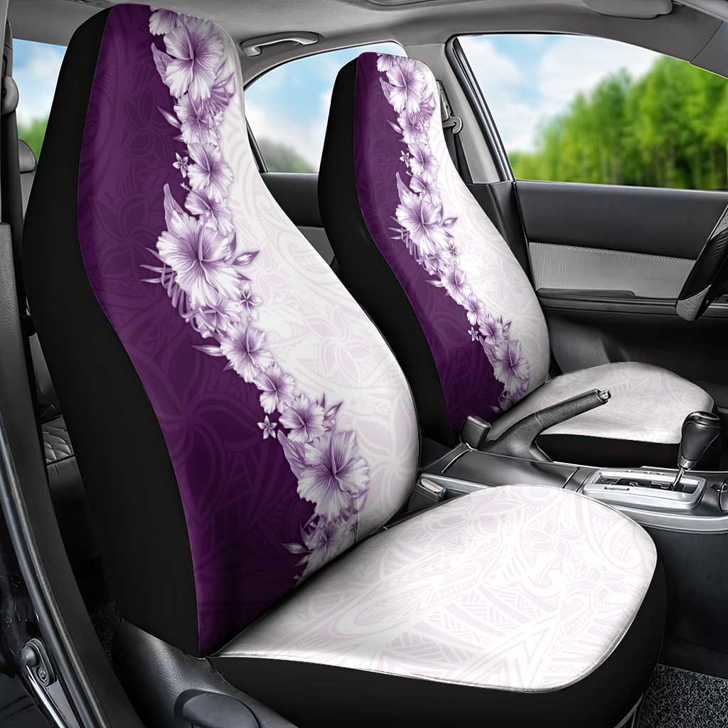 Hawaii Hibiscus Flowers Car Seat Cover Purple Polynesian Pattern