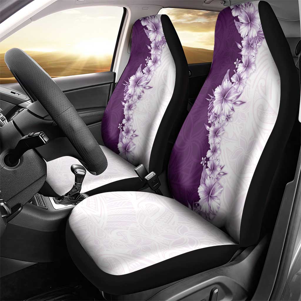 Hawaii Hibiscus Flowers Car Seat Cover Purple Polynesian Pattern