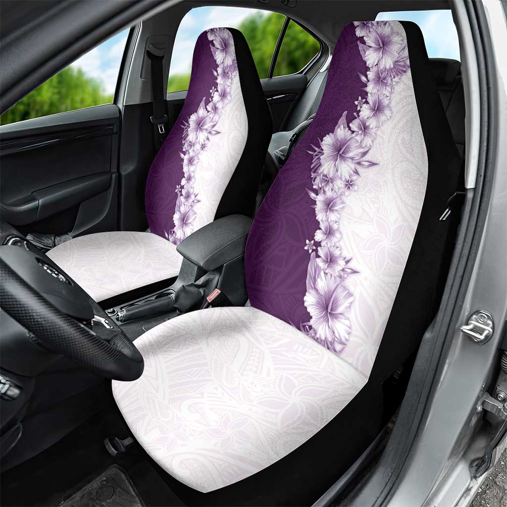 Hawaii Hibiscus Flowers Car Seat Cover Purple Polynesian Pattern