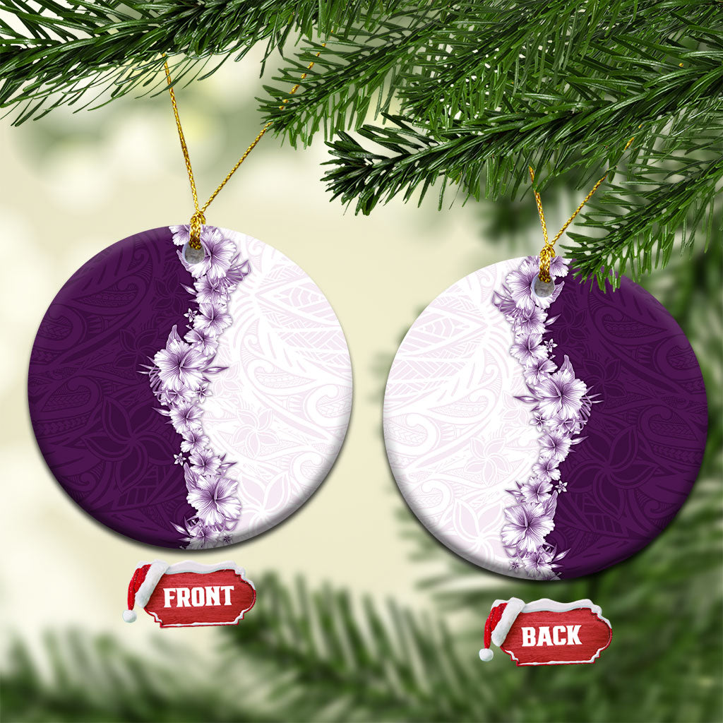 Hawaii Hibiscus Flowers Ceramic Ornament Purple Polynesian Pattern LT05 Circle Purple - Polynesian Pride
