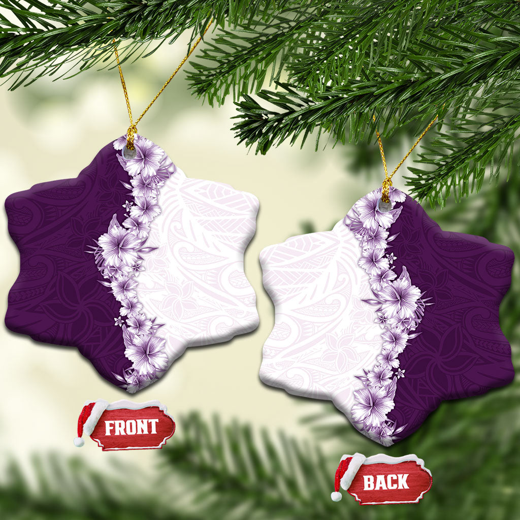 Hawaii Hibiscus Flowers Ceramic Ornament Purple Polynesian Pattern LT05 Snow Flake Purple - Polynesian Pride