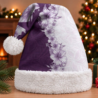 Hawaii Hibiscus Flowers Christmas Santa Hat Purple Polynesian Pattern LT05 With Fur Purple - Polynesian Pride