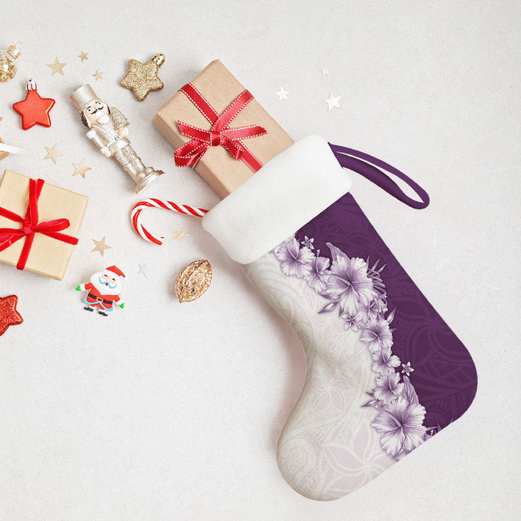 Hawaii Hibiscus Flowers Christmas Stocking Purple Polynesian Pattern LT05 - Polynesian Pride