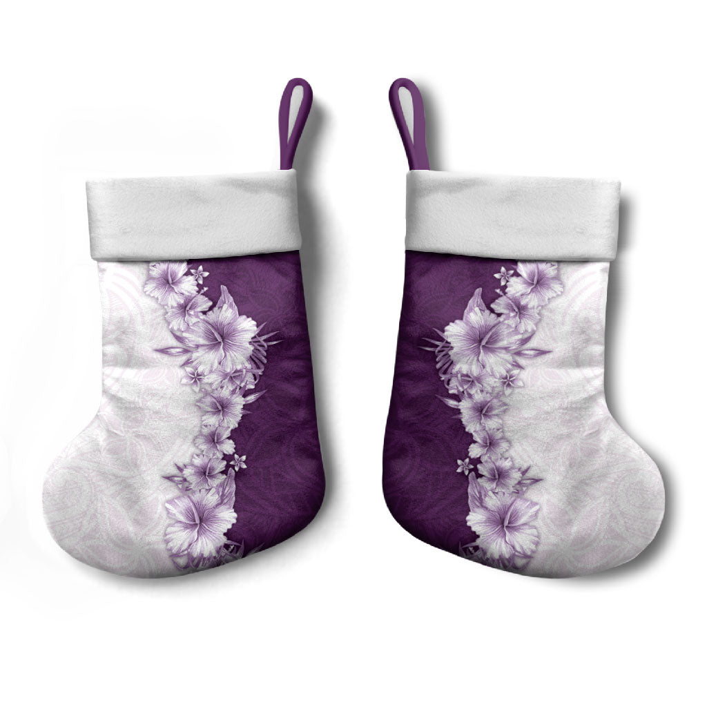 Hawaii Hibiscus Flowers Christmas Stocking Purple Polynesian Pattern LT05 - Polynesian Pride