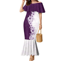 Hawaii Hibiscus Flowers Family Matching Mermaid Dress and Hawaiian Shirt Purple Polynesian Pattern LT05 Mom's Dress Purple - Polynesian Pride